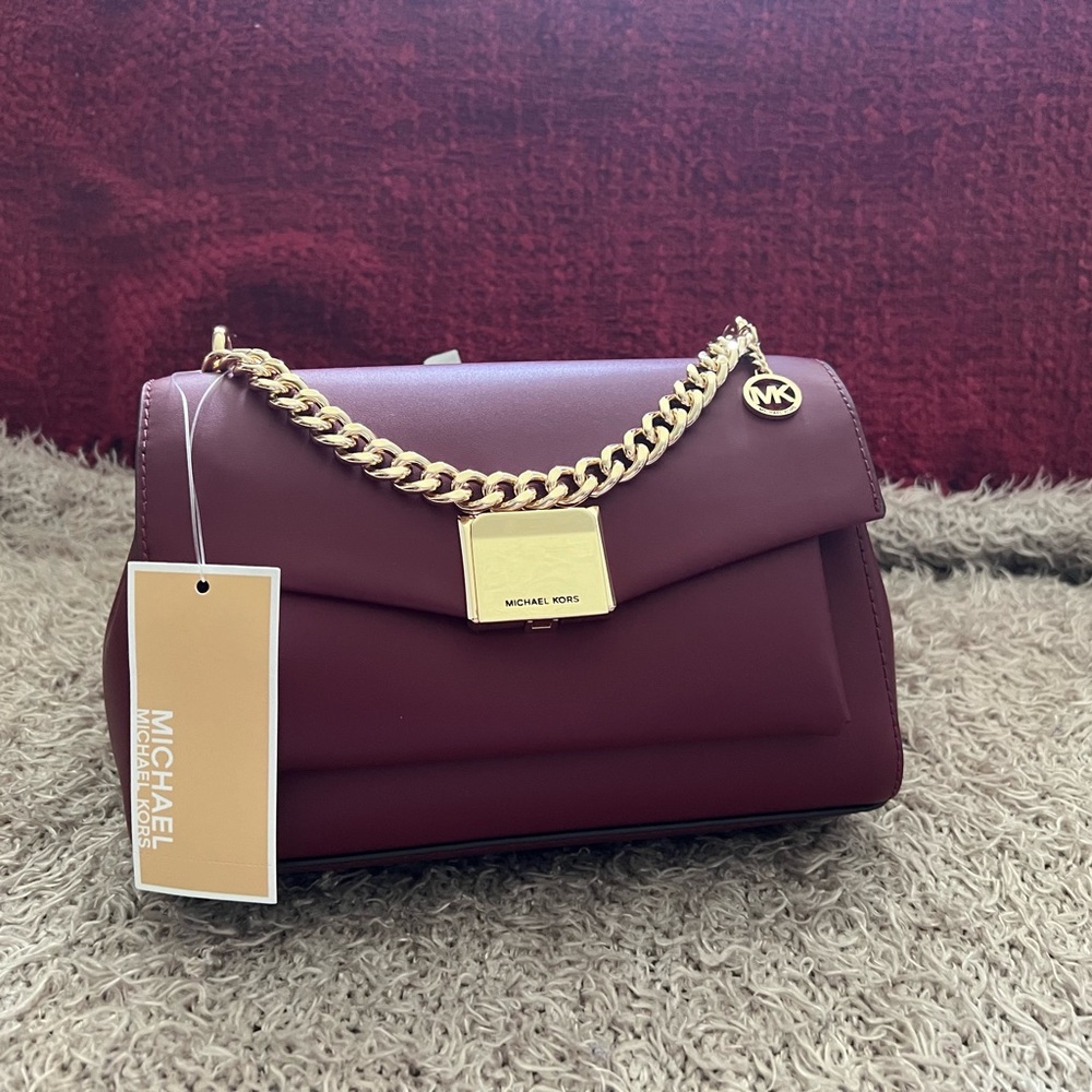 Michael Kors Mulberry “Lita” Shoulder Bag with Gold Chain